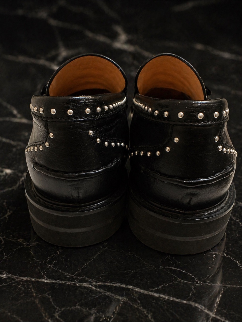 Stuart Weitzman Parker Lift Mini Pearl Loafer Black Leather Lug Sole Size 10 - Picture 9 of 12